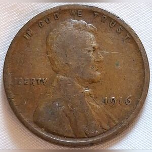 Vintage Antique 1916 Philadelphia Minted Copper Lincoln Wheat Penny
